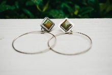 Load image into Gallery viewer, ISSA Sterling Silver and Turquoise Hoop Earrings