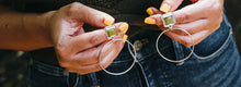 Load image into Gallery viewer, ISSA Sterling Silver and Turquoise Hoop Earrings