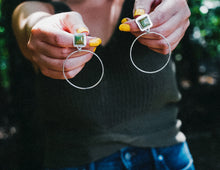 Load image into Gallery viewer, ISSA Sterling Silver and Turquoise Hoop Earrings