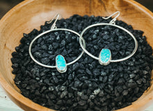 Load image into Gallery viewer, Large Whitewater Turquoise Silver Hoops