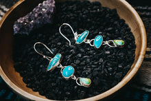 Load image into Gallery viewer, The Seas Earrings - Multi-stone turquoise and silver dangle earrings