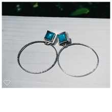 Load image into Gallery viewer, ISSA Sterling Silver and Turquoise Hoops