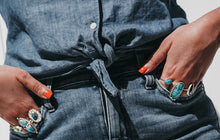 Load image into Gallery viewer, White Water Turquoise Stacker Ring
