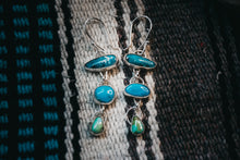 Load image into Gallery viewer, The Seas Earrings - Multi-stone turquoise and silver dangle earrings
