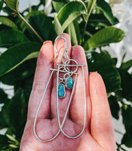 Load image into Gallery viewer, Circe Earrings - Sterling Silver &amp; White Water Turquoise Oblong Hoops

