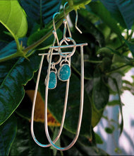 Load image into Gallery viewer, Circe Earrings - Sterling Silver &amp; White Water Turquoise Oblong Hoops
