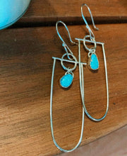 Load image into Gallery viewer, Circe Earrings - Sterling Silver &amp; White Water Turquoise Oblong Hoops
