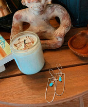 Load image into Gallery viewer, Circe Earrings - Sterling Silver &amp; White Water Turquoise Oblong Hoops

