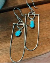 Load image into Gallery viewer, Circe Earrings - Sterling Silver &amp; White Water Turquoise Oblong Hoops
