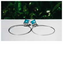 Load image into Gallery viewer, ISSA Sterling Silver and Turquoise Hoops
