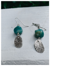 Load image into Gallery viewer, Starburst Earrings in Sterling Silver and Amazonite
